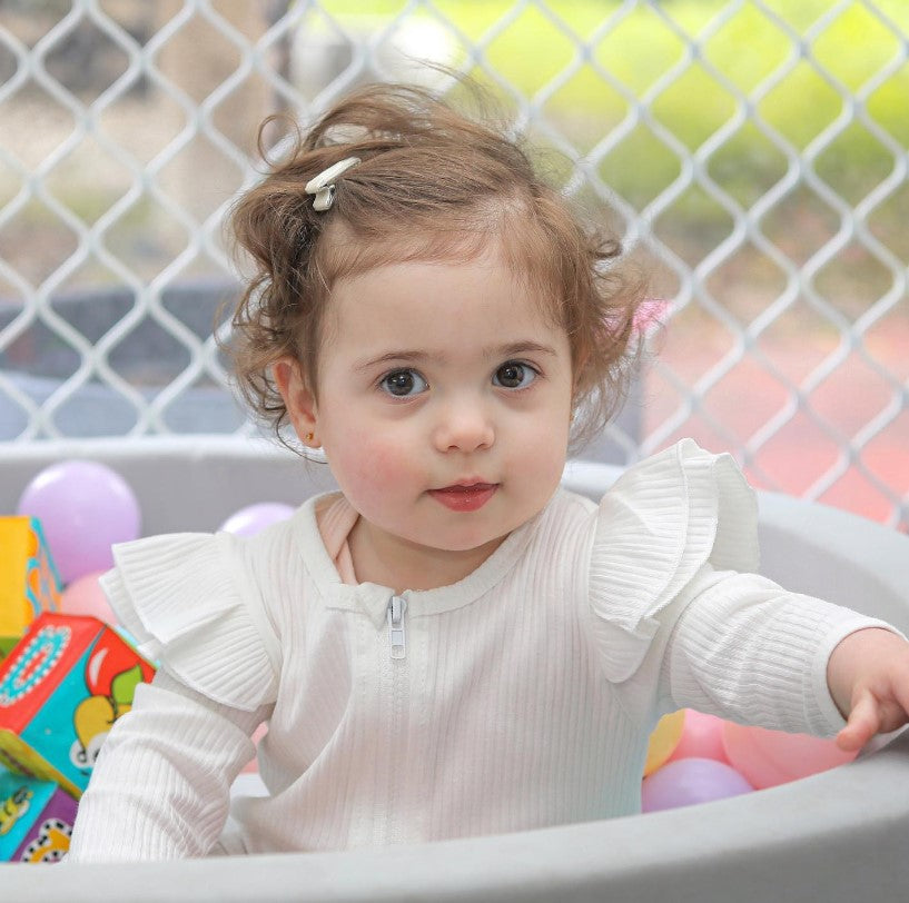 Ribbed Flutter Romper | White *CLEARANCE*