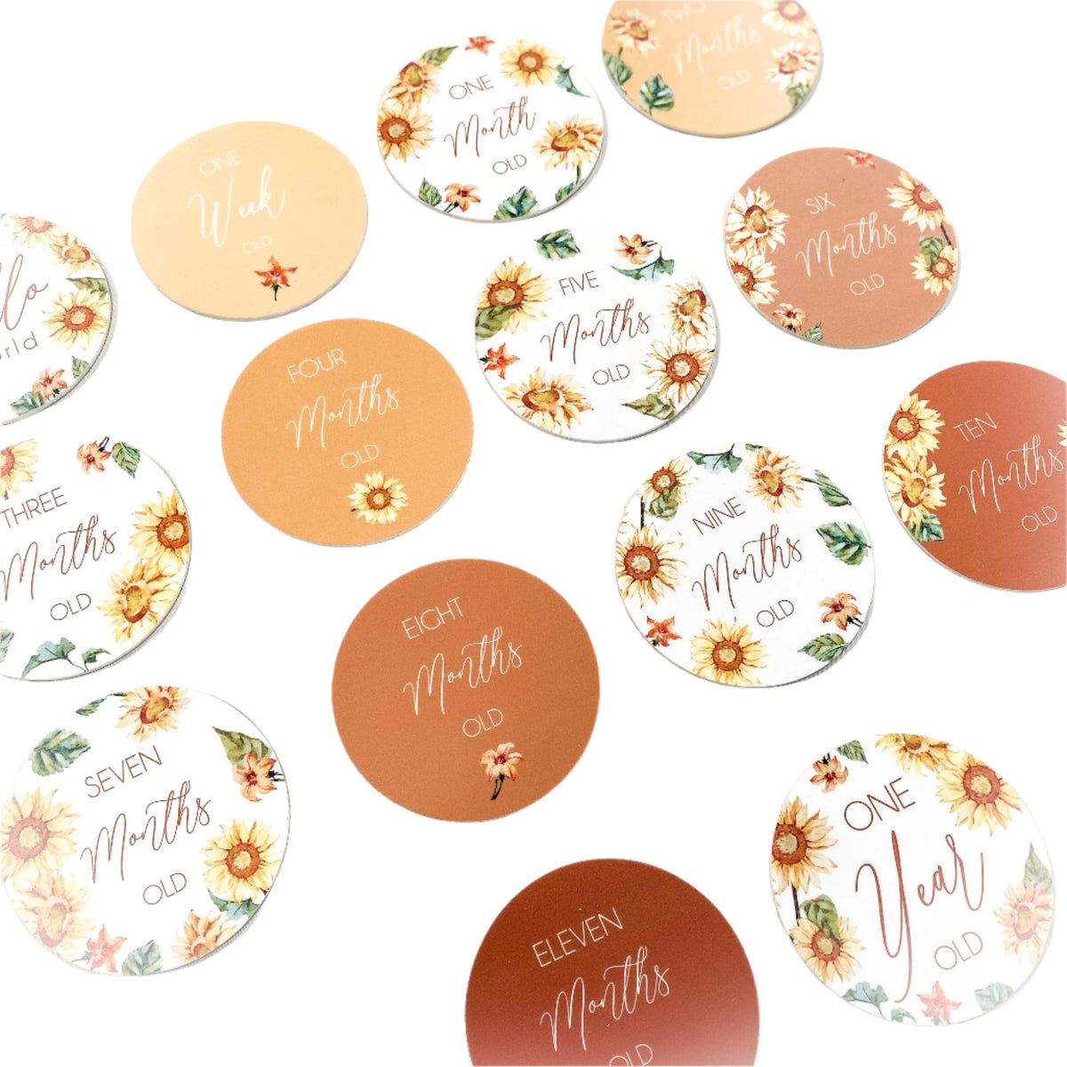 CMC GOLD - Sunflower Printed Milestone Cards | Mustard (Set of 14)