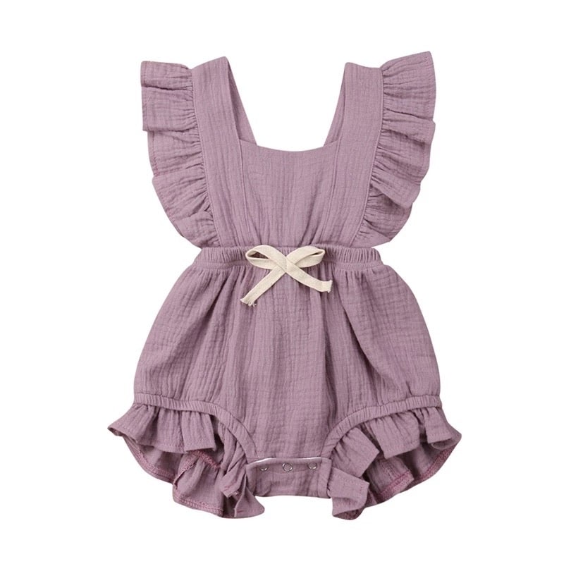 Bow Ruffle Romper | Lilac