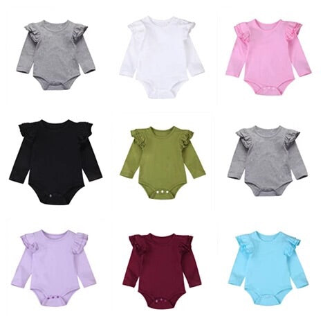 Long Sleeve Flutter Bodysuit | 8 Colours