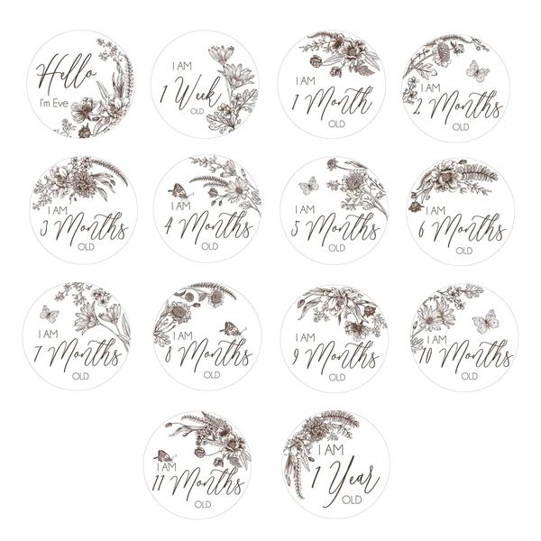 CMC GOLD - Personalised Floral Illustration Milestone Cards (Set of 14)