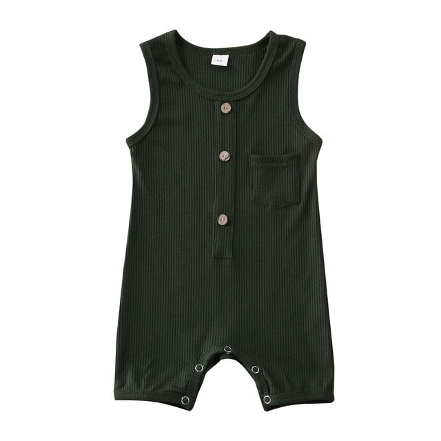 Harrison Button Onesie | Forest Green