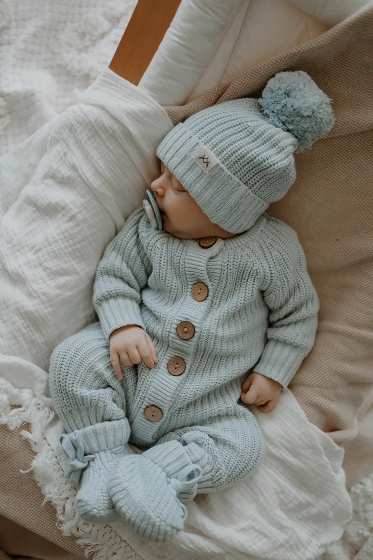 3 Little Crowns - Knitted Romper | Stormy Blue