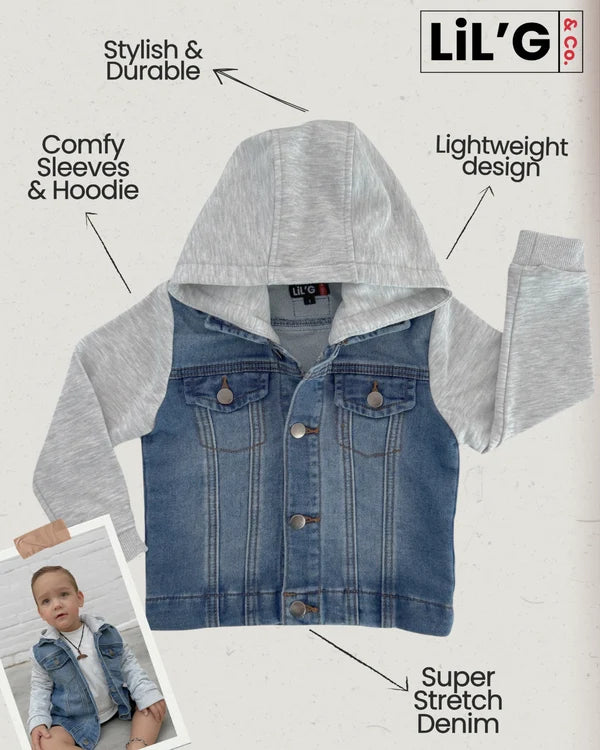 LiL'G & Co. - Stretch Denim Jacket | Light denim & Grey