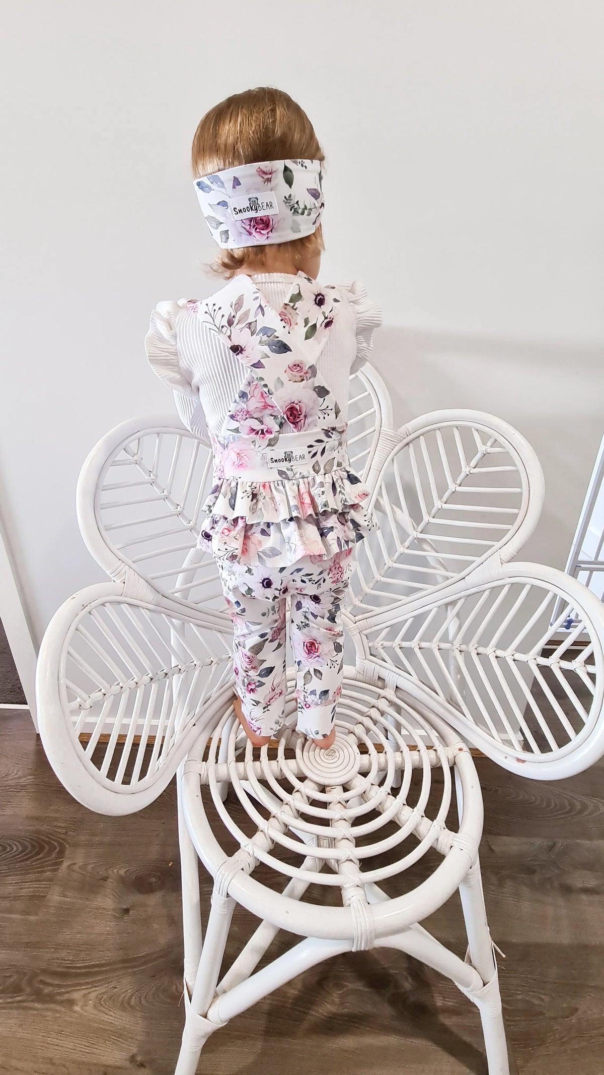 Snooky Bear - Frilly Long Overalls | Floral Sky