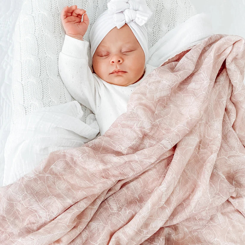 Anchor & Arrow - Organic Bamboo Cotton Baby Swaddle | Pink Palm