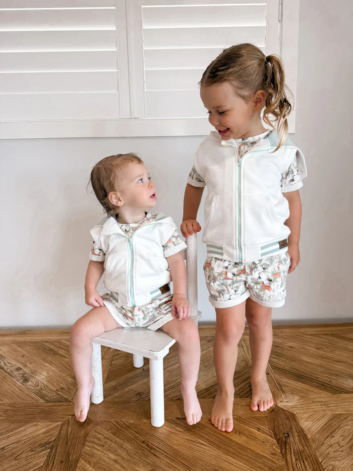 Snooky Bear - Hoodie Vest | White & Mint