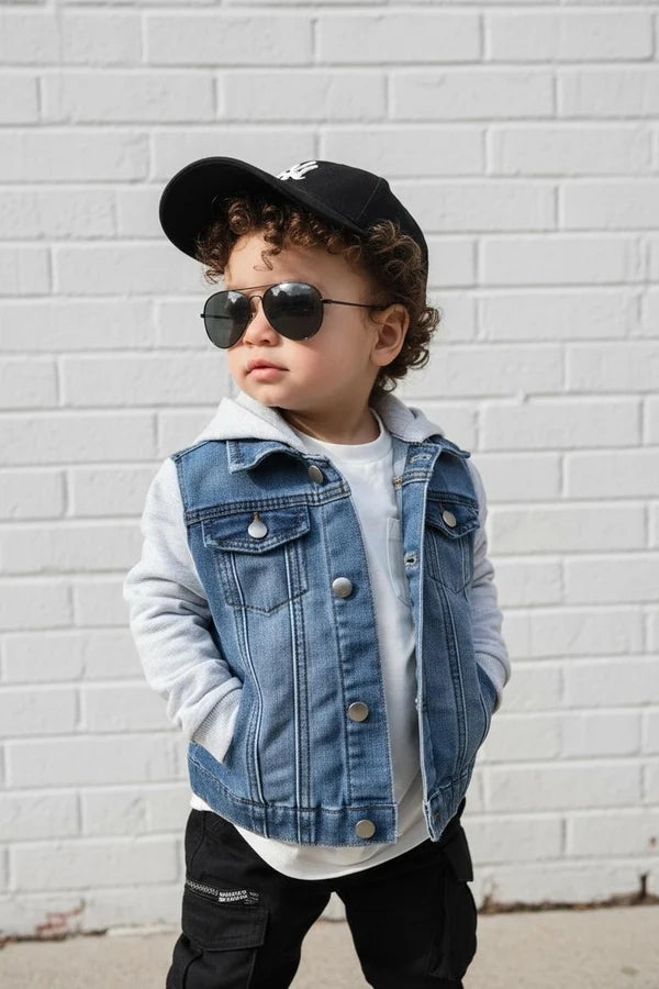 LiL'G & Co. - Stretch Denim Jacket | Light denim & Grey