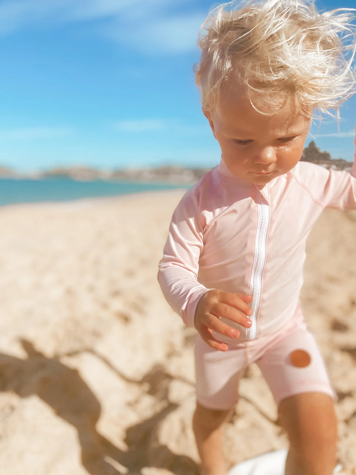 Kicky Swim - One Piece Rashguard Suit | Baby Pink