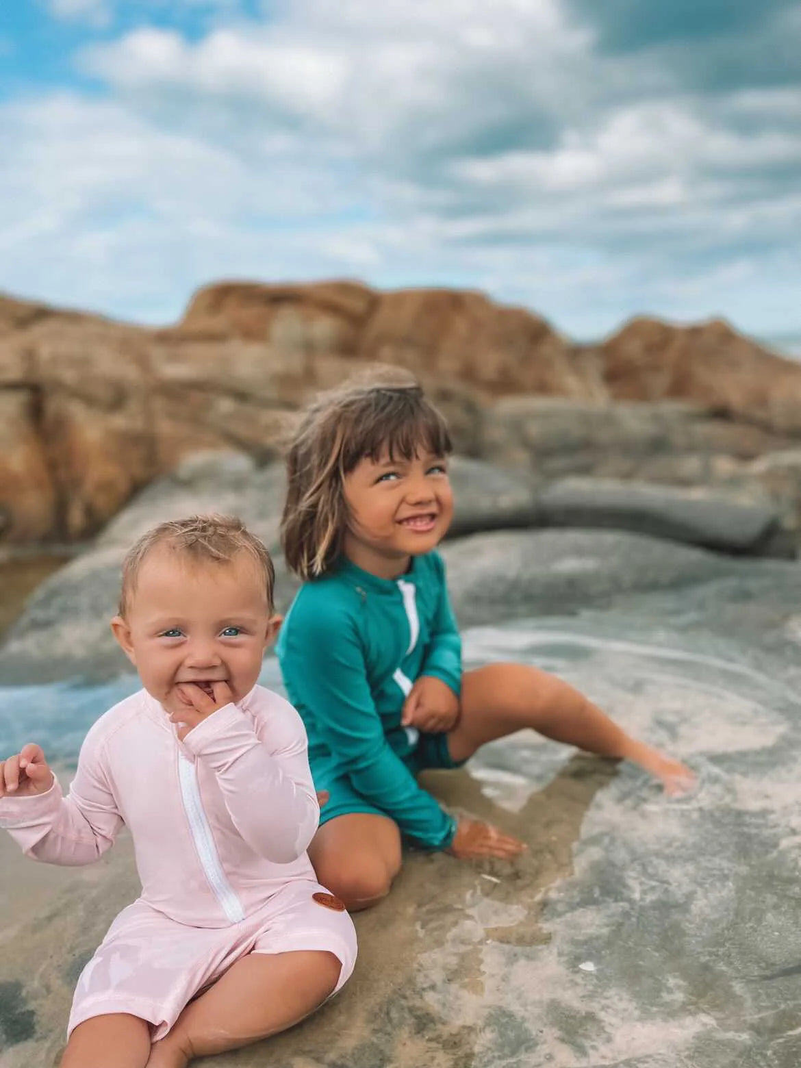 Kicky Swim - One Piece Rashguard Suit | Baby Pink