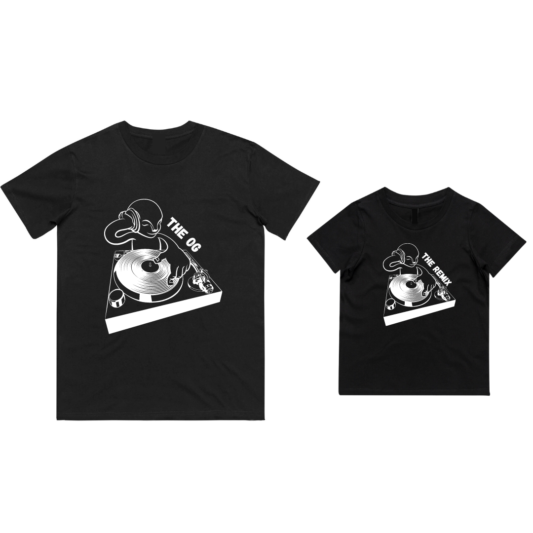 MLW By Design - Matching DJ Dad & Kid Tees | Black (CLEARANCE)