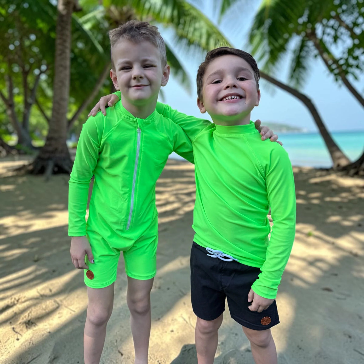Kicky Swim - One Piece Rashguard Suit | Laser Green
