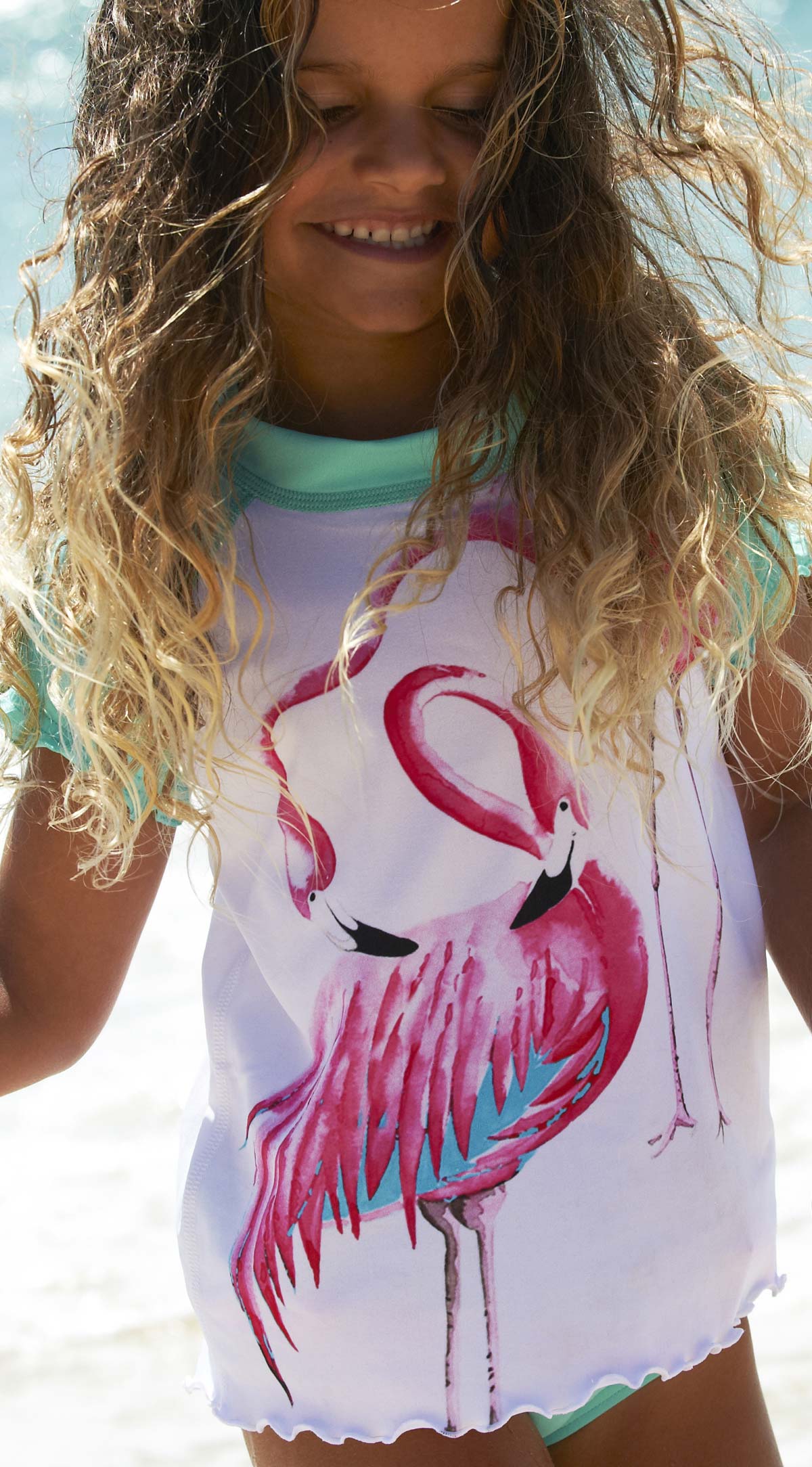 Sparkle Creative - Girls Sun Top Swim Set | Flamingo