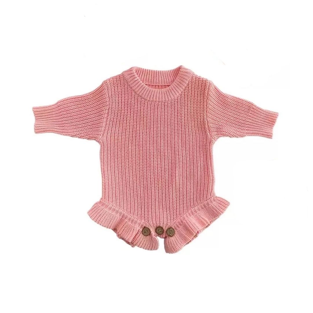 Breezy Co. - Personalised Frill Knit Romper | Pink