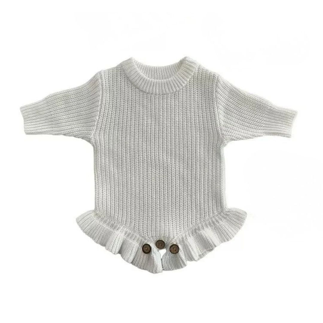 Breezy Co. - Personalised Frill Knit Romper | White