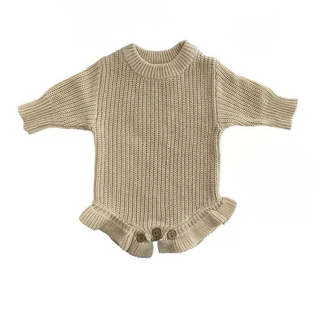 Breezy Co. - Personalised Frill Knit Romper | Sand