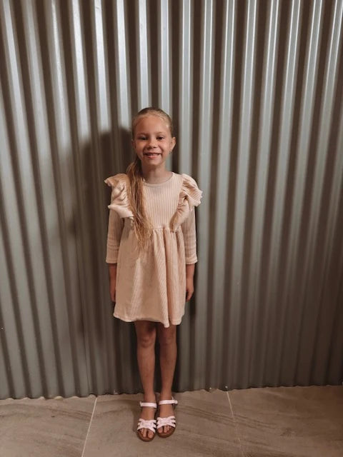 honey & heidi - Eloise Ribbed Dress | Wheat