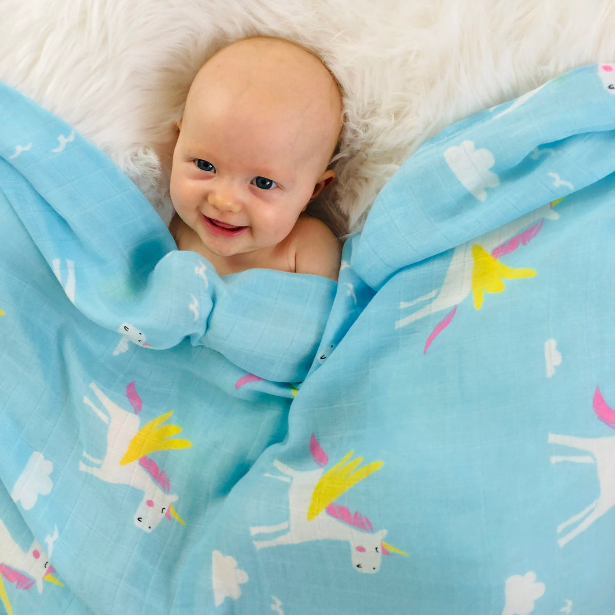 Tinker Tot Baby - Bamboo Cotton Swaddle – Unicorn
