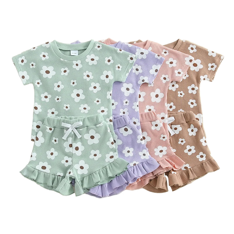 Edith Waffle Shorts Set | Purple