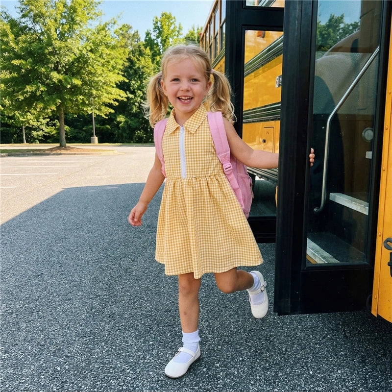 Maya Gingham Dress | Yellow