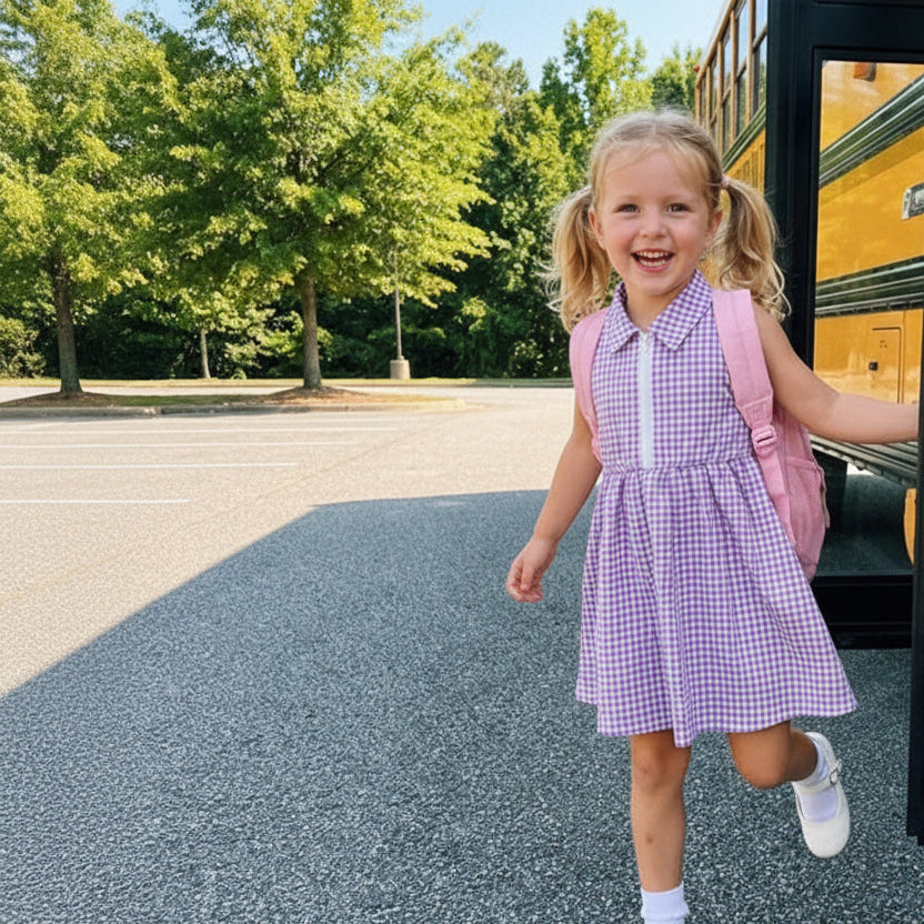 Maya Gingham Dress | Purple