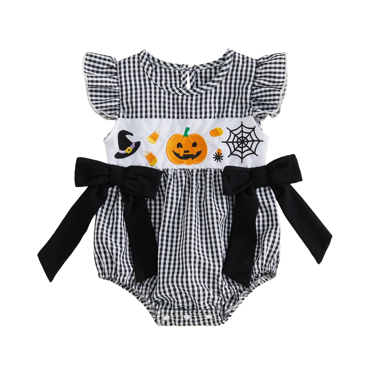 Gingham Halloween Romper