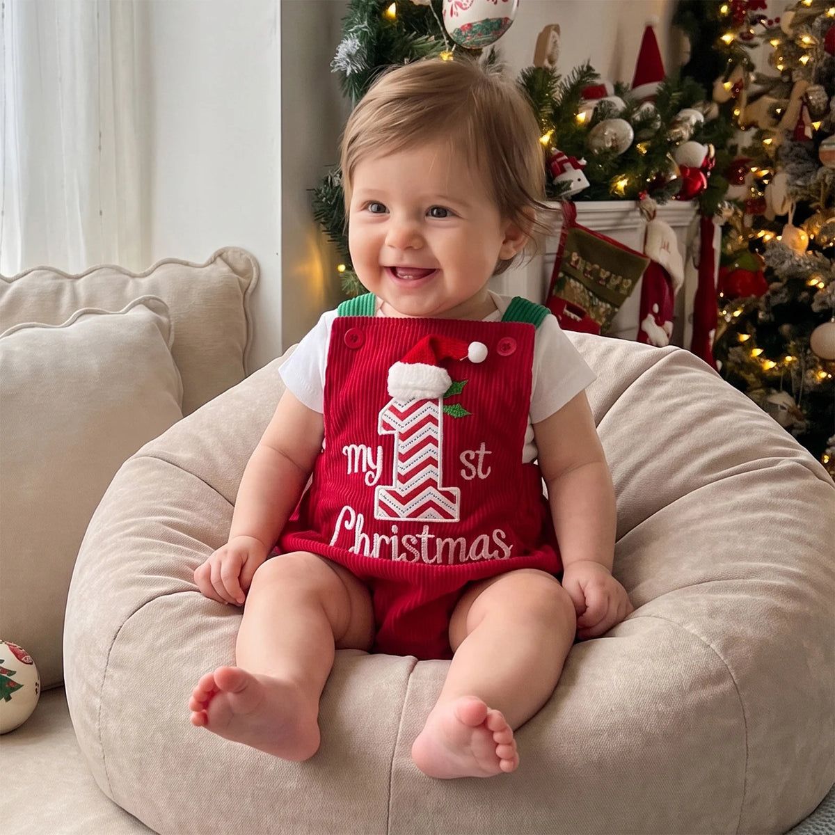 First Christmas Romper | Red or Cream