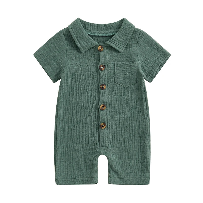Oliver Muslin Summer Romper | Leaf