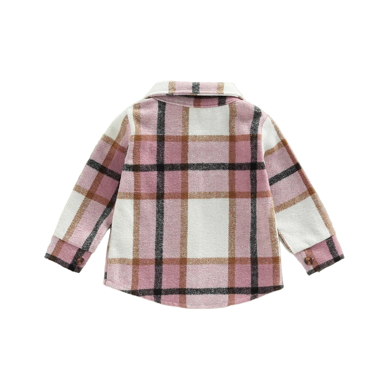 Plaid Shacket | Grey & Pink