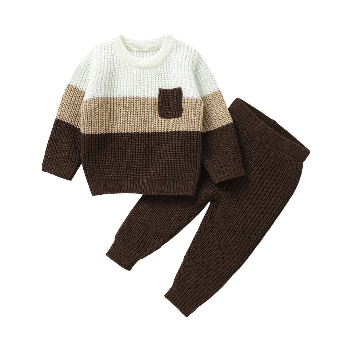Knitted Pants & Jumper Set | Coffee