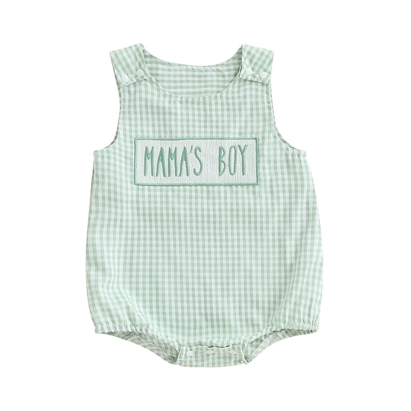 Mama's Boy Check Romper | Mint