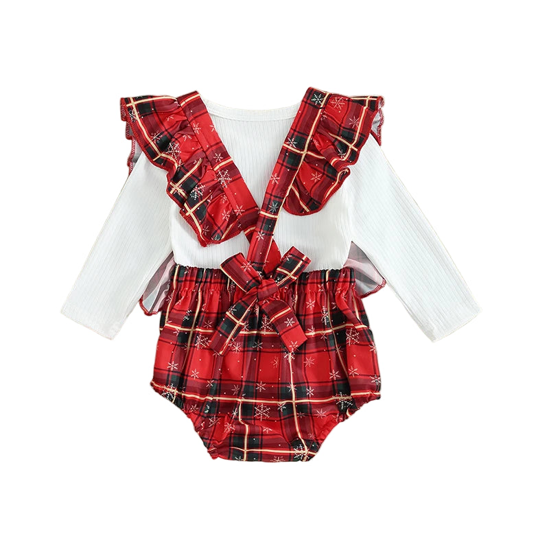 Plaid Christmas Romper Set
