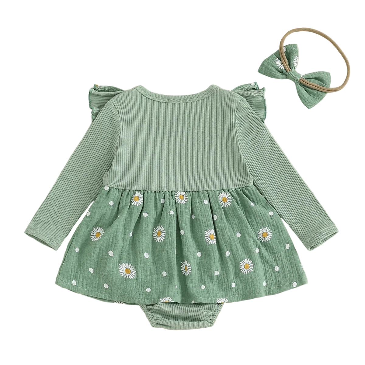 Daisy Dots Romper | Sage
