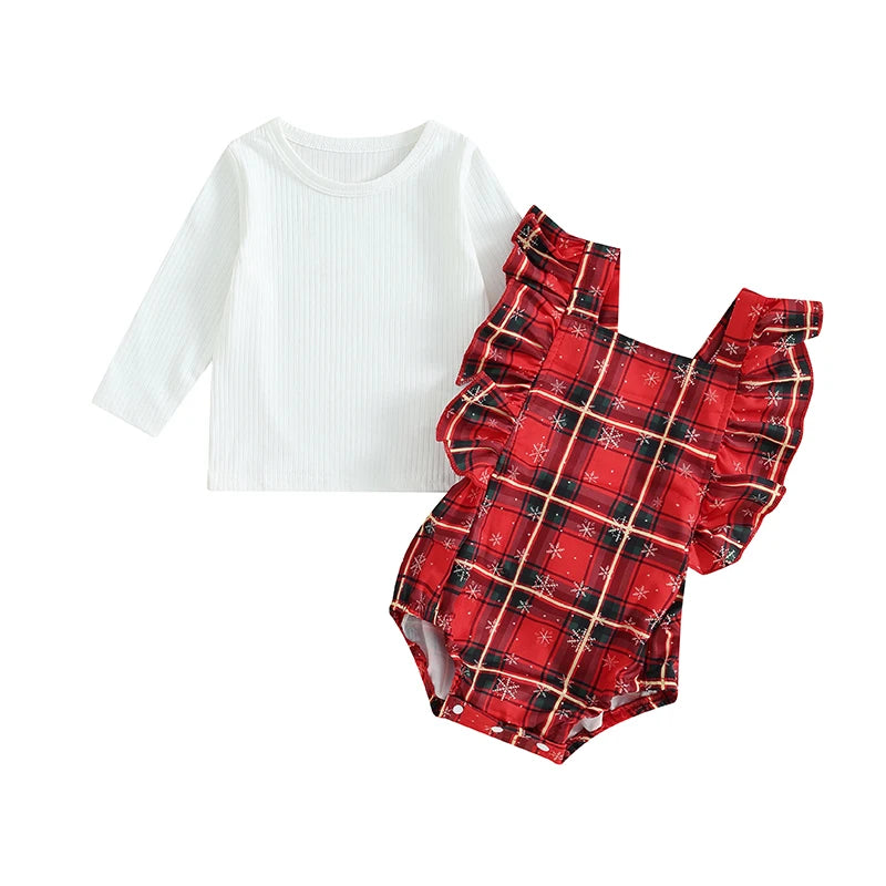 Plaid Christmas Romper Set