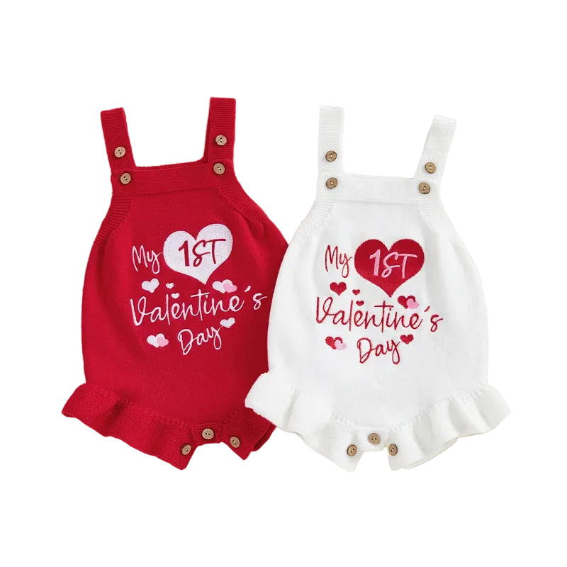 My 1st Valentine's Day Knit Romper | White or Red