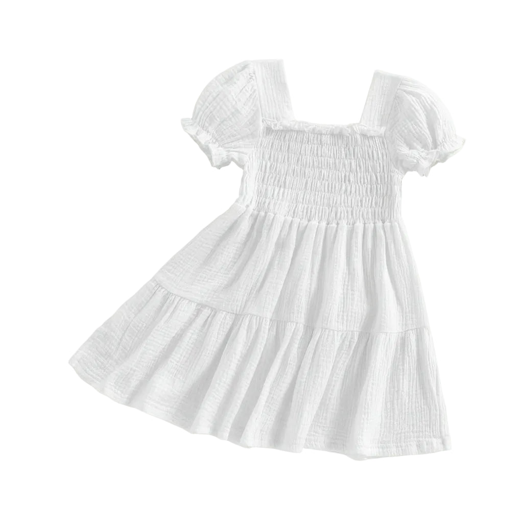 Arabella Shirred Dress | White