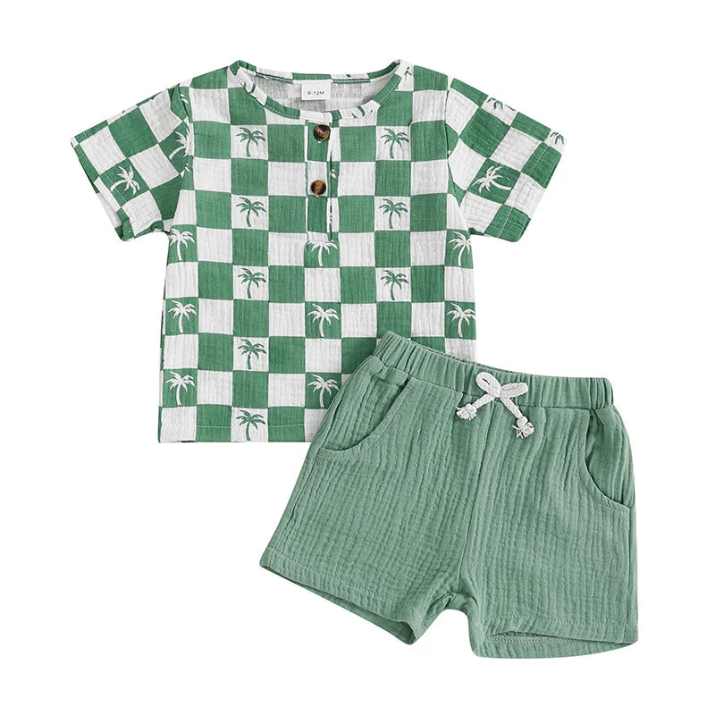 Green Palm Checked Set