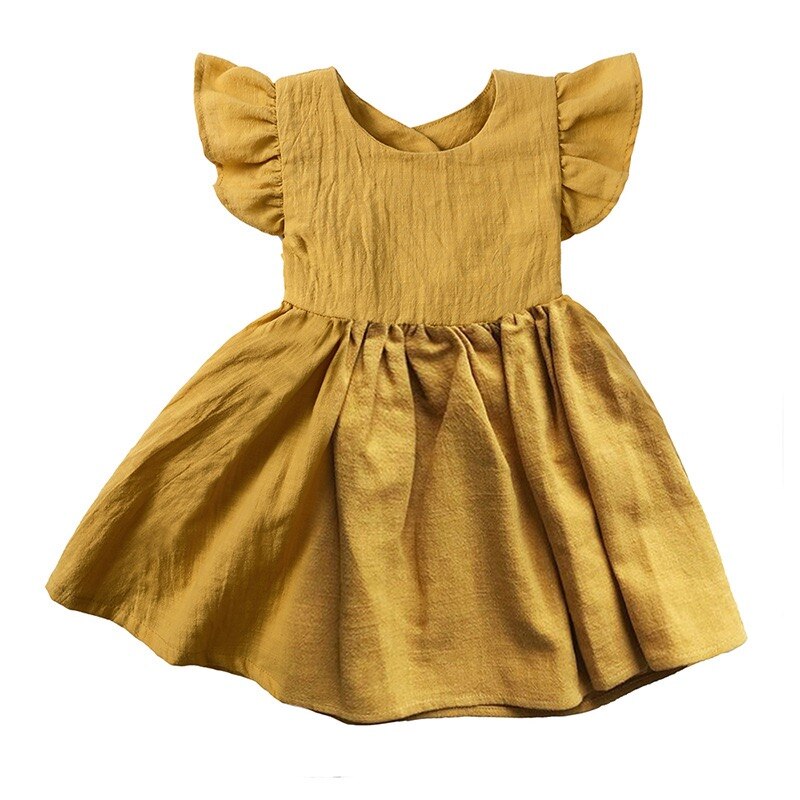 Ruffle Linen Dress | Mustard