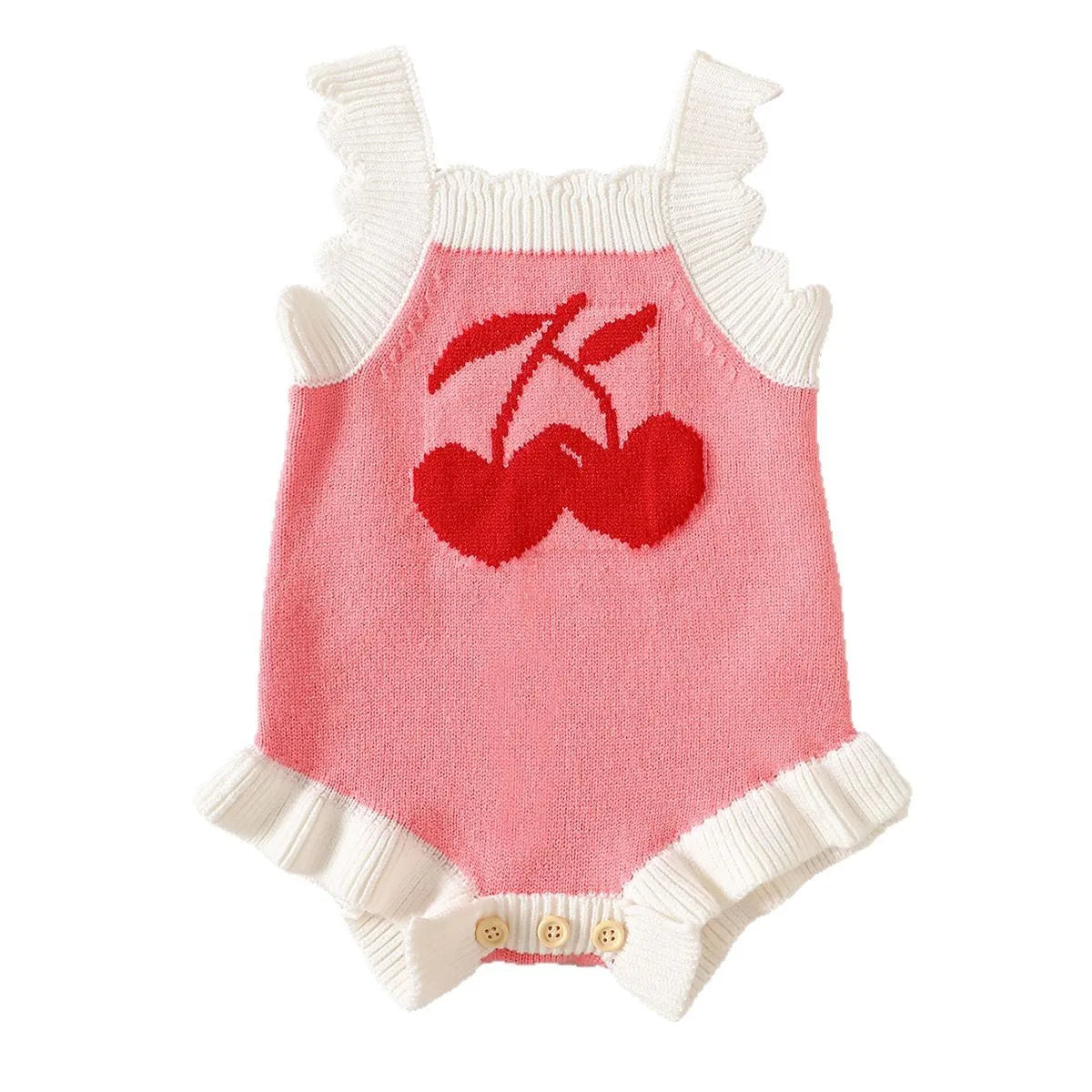 Summer Cherry Knit Romper