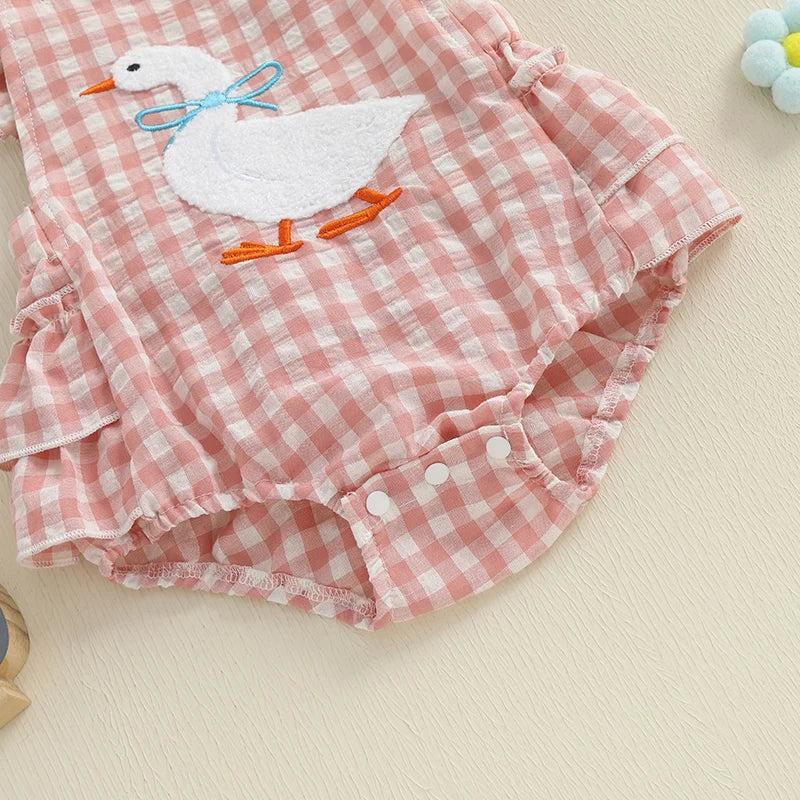 Gingham Goose Romper | Pink