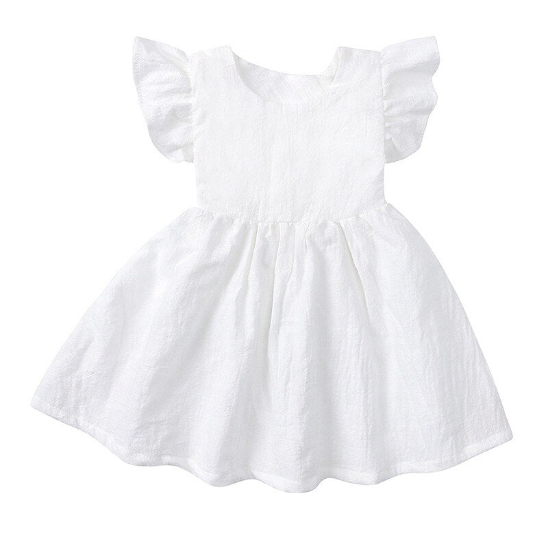 Ruffle Linen Dress | White