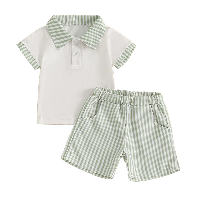 Mint Striped Polo Set