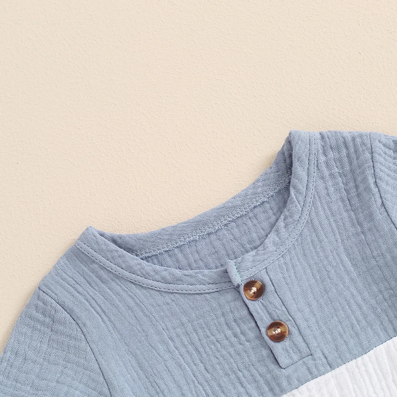 Two Tone Muslin Summer Set | Blue