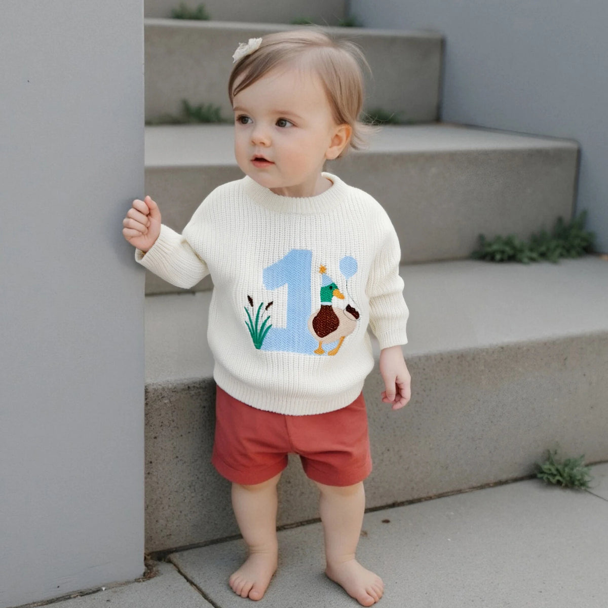 One Lucky Duck 1st Birthday Jumper | White