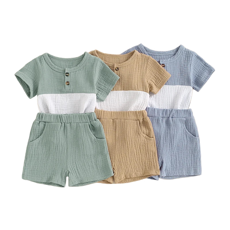 Two Tone Muslin Summer Set | Sage