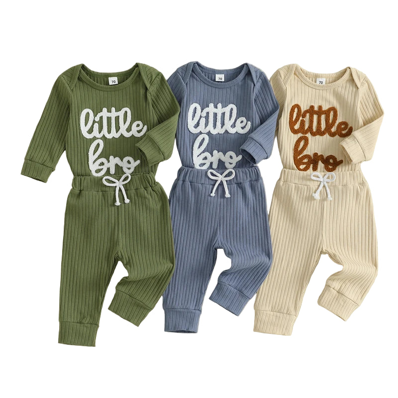 Little Bro Ribbed Set | Blue