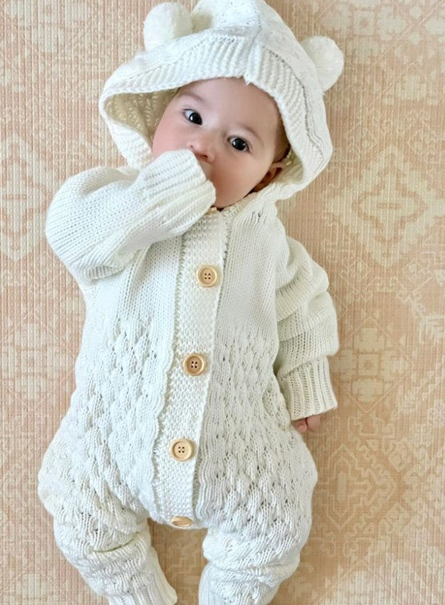 Bear Knit Onesie | Ivory