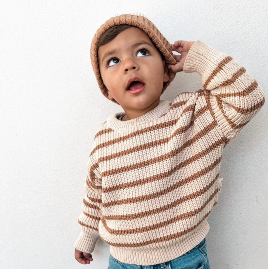 Lilla Hjärtat - Chunky Jumper | Brown Stripe *CLEARANCE*