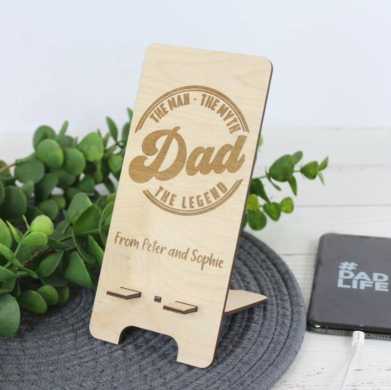 Meridian Etch - Personalised Wooden Phone Stand | DAD