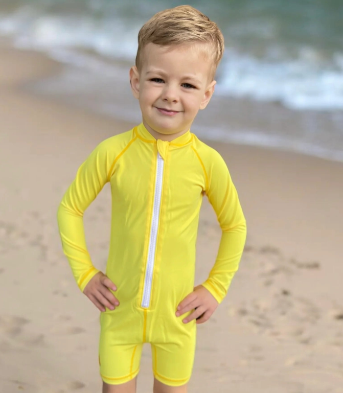 Kicky Swim - One Piece Rashguard Suit | Sunshine Yellow (CLEARANCE)